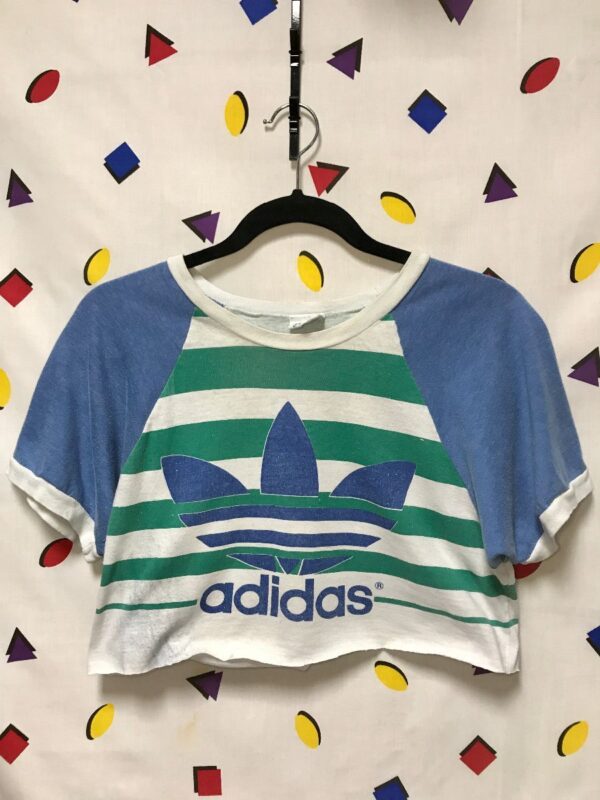 product details: ADIDAS CROPPED RINGER TEE T-SHIRT W/ TREFOIL AS-IS photo