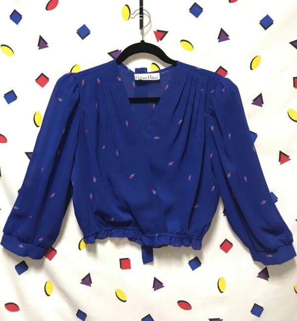 product details: 1970S-90S CROPPED LONG SLEEVE PRINTED BLOUSE photo