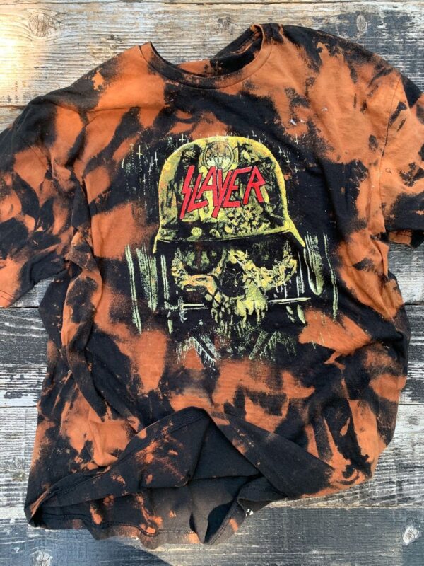 product details: SLAYER BLEACH TIE DYE HANDPAINTED ANARCHY OVERSIZED TSHIRT *LOCAL ARTIST* photo