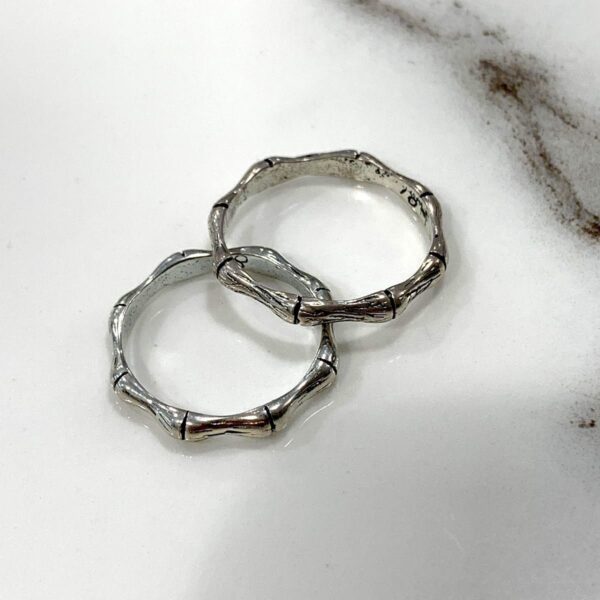 product details: THIN BAMBOO SILVER STACKING RING photo