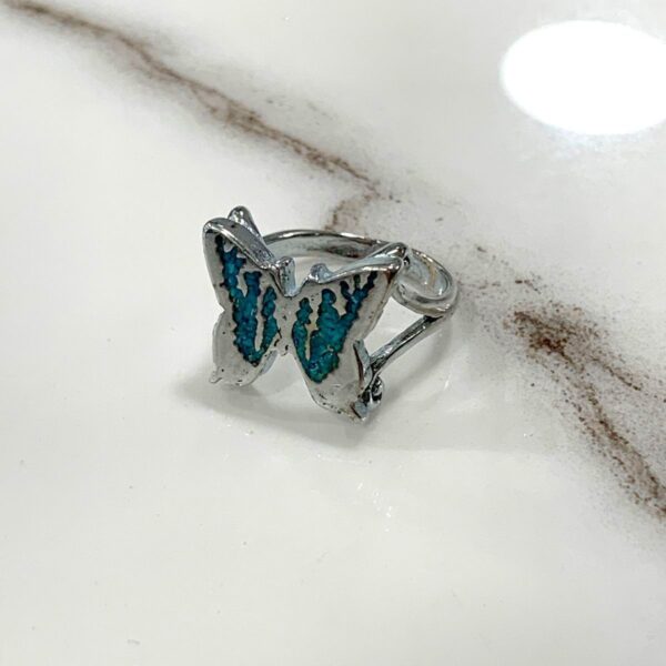 product details: BUTTERFLY CRUSHED TURQUOISE INLAY RING photo