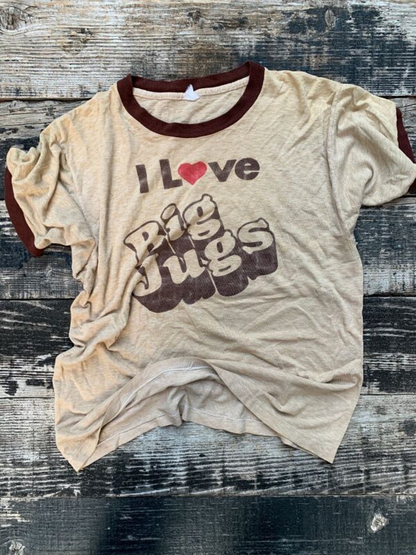 product details: I LOVE BIG JUGS GRAPHIC RINGER T-SHIRT AS-IS photo