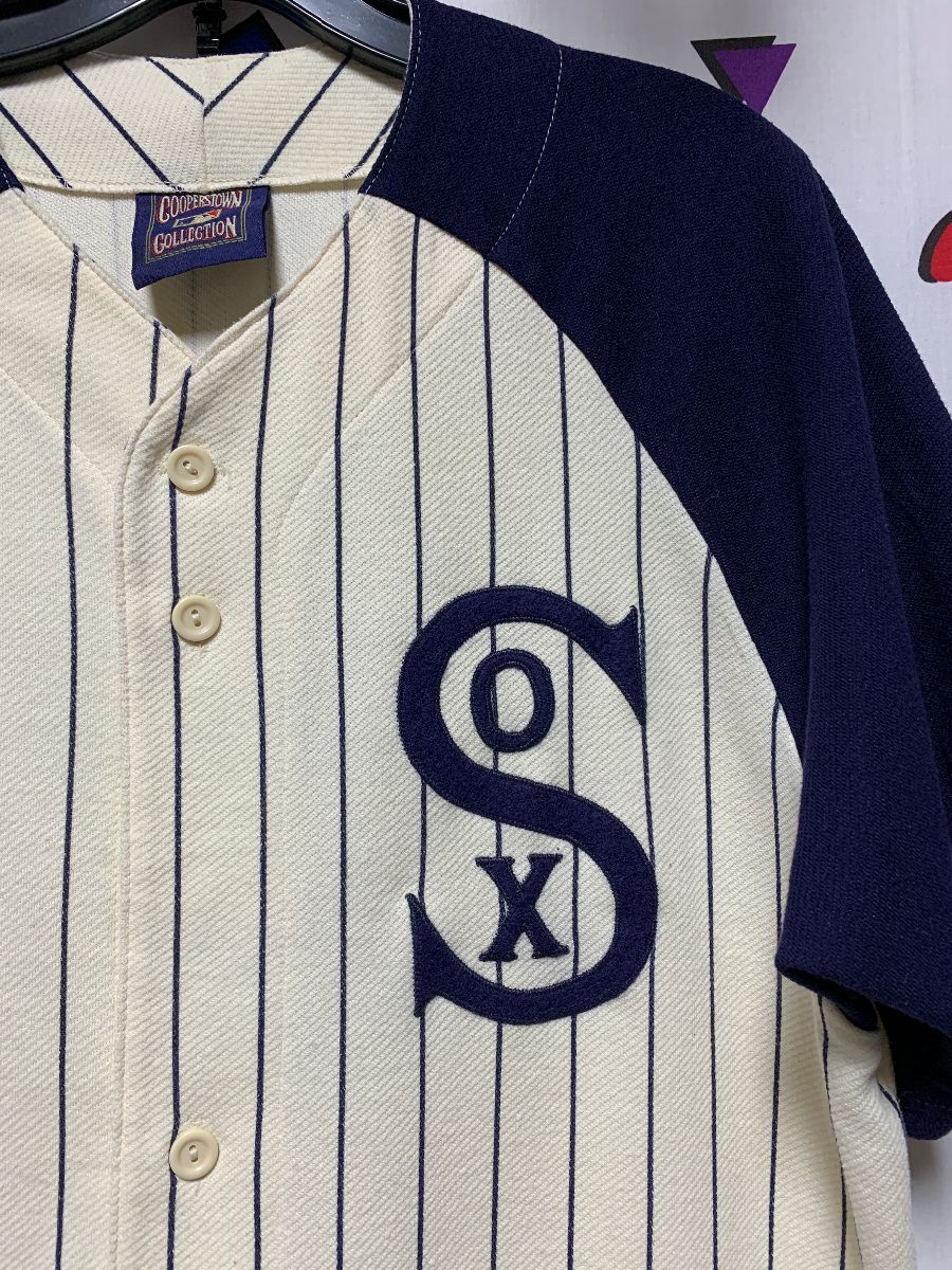 White Sox Ss Mlb Baseball Jersey Solid Sleeves Pinstripe Body Classic Logo