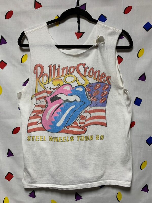 product details: ROLLING STONES STEEL WHEELS 1989 TOUR BAND OFFICIAL MERCH T SHIRT AS-IS photo