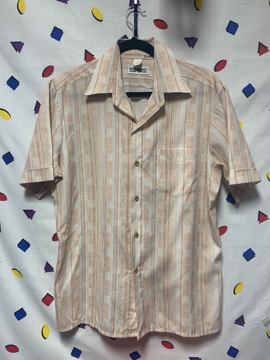 Vintage 1970s Short Sleeve Striped Shirt As-is | Boardwalk Vintage