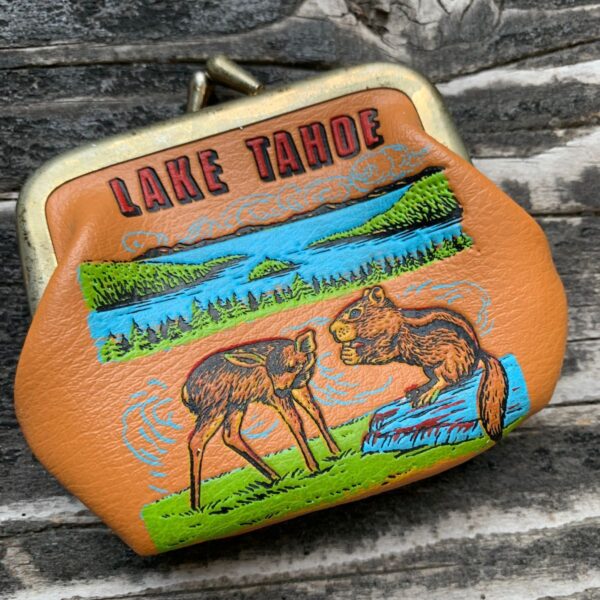 product details: LEATHER LAKE TAHOE EMBOSSED WILD ANIMALS CLASP COIN PURSE photo