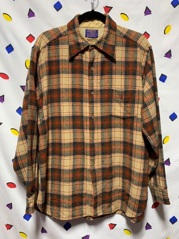 product details: PENDLETON HEAVYWEIGHT BROWN WOOL FLANNEL AS-IS photo