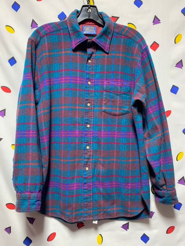 product details: HEAVYWEIGHT PENDLETON BLUE WOOL FLANNEL BUTTON UP SHIRT photo