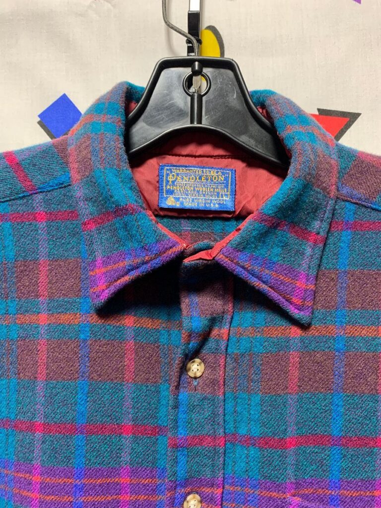 Heavyweight Pendleton Blue Wool Flannel Button Up Shirt | Boardwalk Vintage
