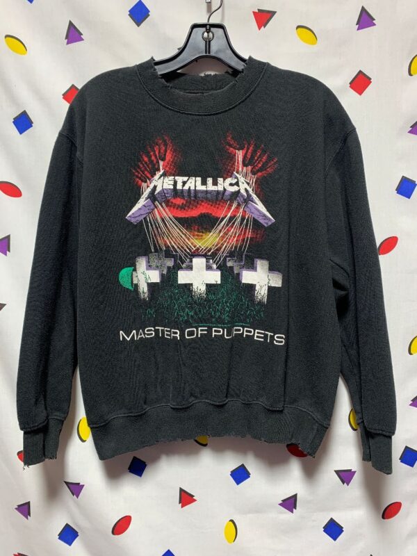 product details: VINTAGE DISTRESSED METALLICA MASTER OF PUPPETS ALBUM GRAVEYARD SWEATSHIRT SMALL FIT photo