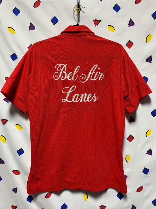 product details: 1960S BEL AIR LANES CHAIN STITCHED SCRIPT FONT EMPLOYEE BOWLING SHIRT photo