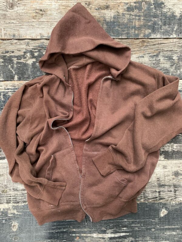 product details: BROWN SOFT ZIPPER HOODIE photo
