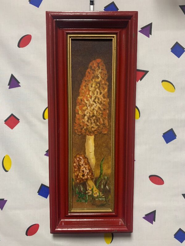 product details: FINE ART GROOVY CLASSIC FRAMED MUSHROOM OIL PAINTING AS-IS photo