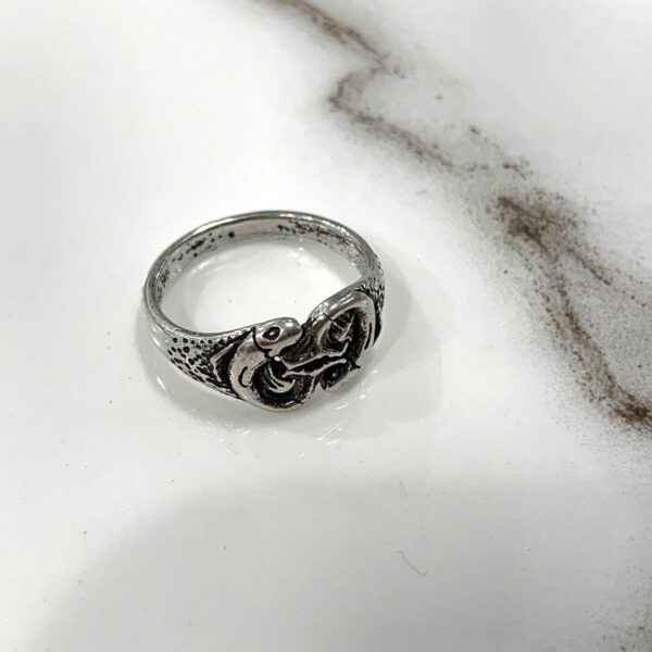 product details: PISCES ZODIAC BIKER SILVER PLATED BRONZE RING photo