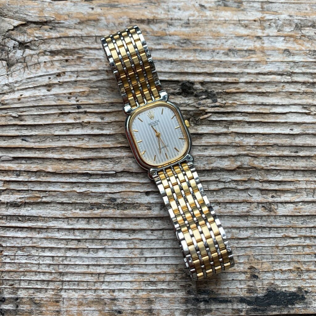 Vintage Rolex Geneve Womens Gold And Silver Tone Rectangular Analog ...