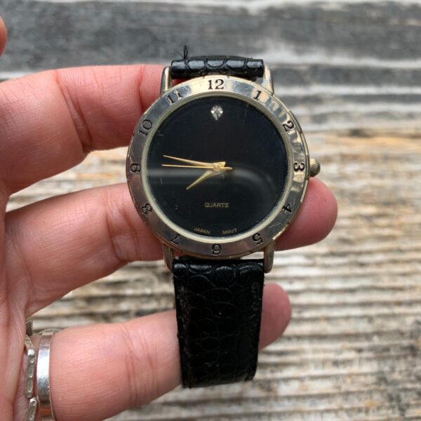 product details: HONORS QUARTZ GOLD HANDS WRIST WATCH STAINLESS STEEL LEATHER STRAP photo