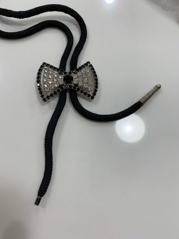product details: SUPER CUTE RHINESTONE BOW BOLO TIE AS-IS photo