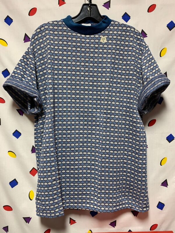 product details: DEADSTOCK BRICK PATTERN TSHIRT WITH RINGER COLLAR photo