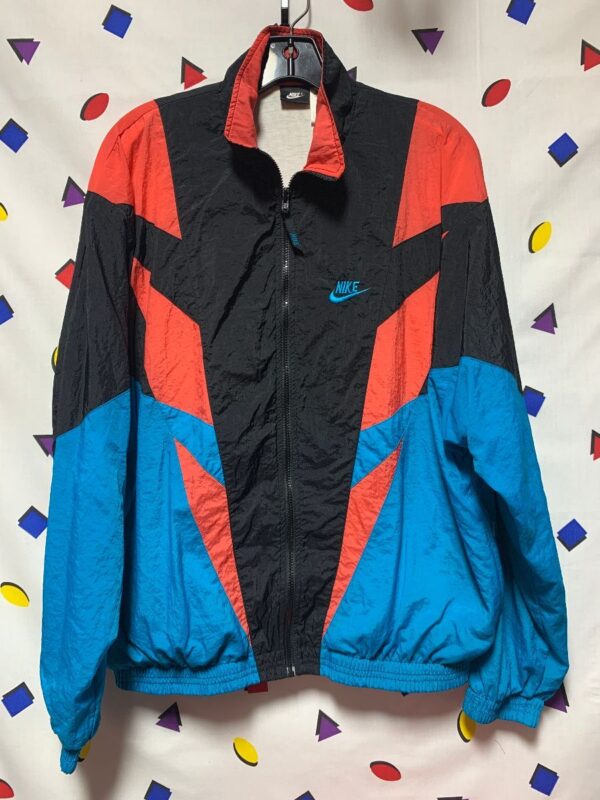 product details: NIKE ZIP UP COTTON LINED COLOR BLOCK DESIGN WINDBREAKER JACKET WITH ZIP POCKETS photo