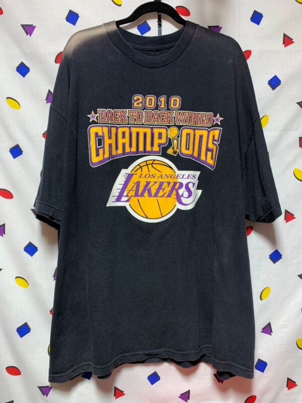 product details: LAKERS 2010 BACK TO BACK WORLD CHAMPIONS T SHIRT AS-IS photo