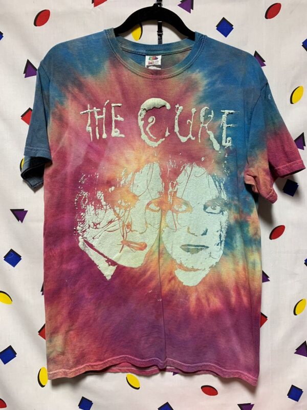 product details: HANDPAINTED THE CURE BOYS DONT CRY PASTEL RAINBOW TIE DYE TSHIRT LOCAL ARTIST AS IS photo