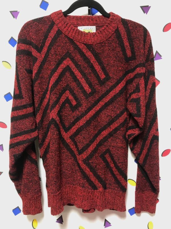 product details: 1980S LE TIGRE CHEVRON PRINT WINTER HOLIDAY TWIN PEAKS SWEATER photo