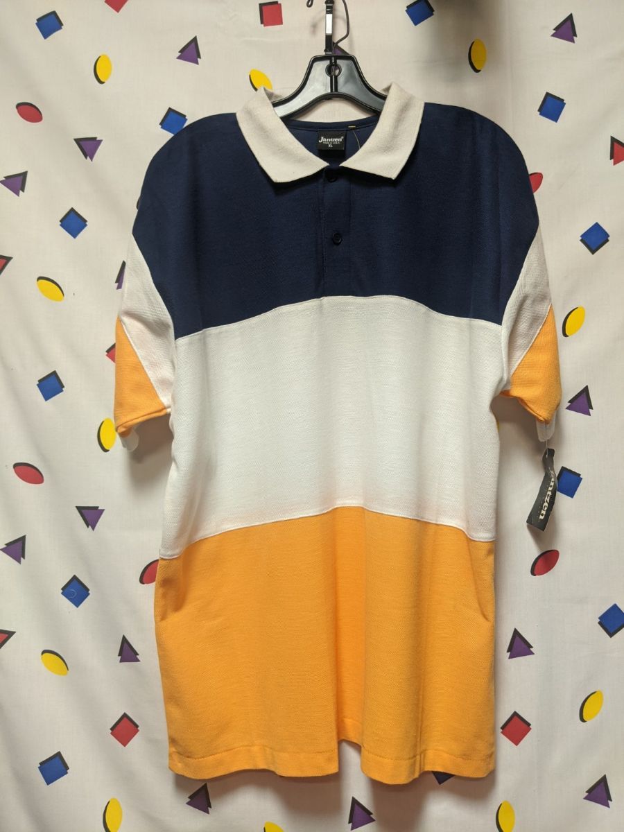 Vintage Color Block Pullover Polo Shirt