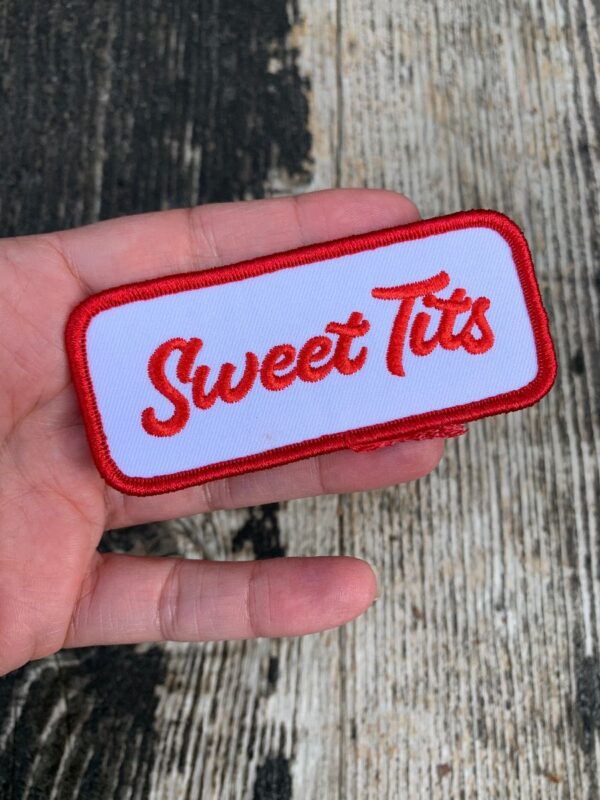 product details: SWEET TITS FUNNY MECHANIC NAME CUSS WORDS TAG PATCH photo