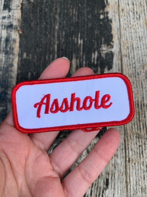 product details: ASSHOLE FUNNY MECHANIC NAME CUSS WORDS TAG PATCH photo