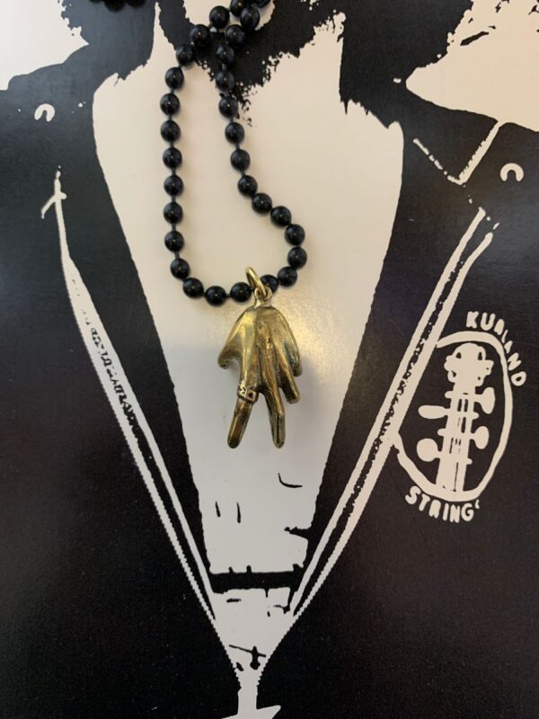 product details: LARGE BRASS OPEN HAND PENDANT NECKLACE photo