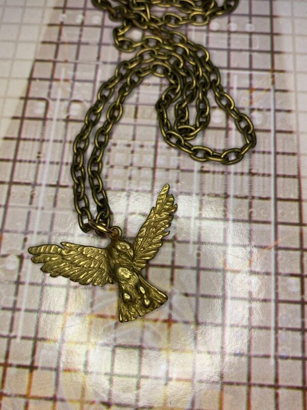 product details: SOLID BRASS GOLD EAGLE SPREADING WINGS PENDANT BRASS LINK CURB CHAIN photo