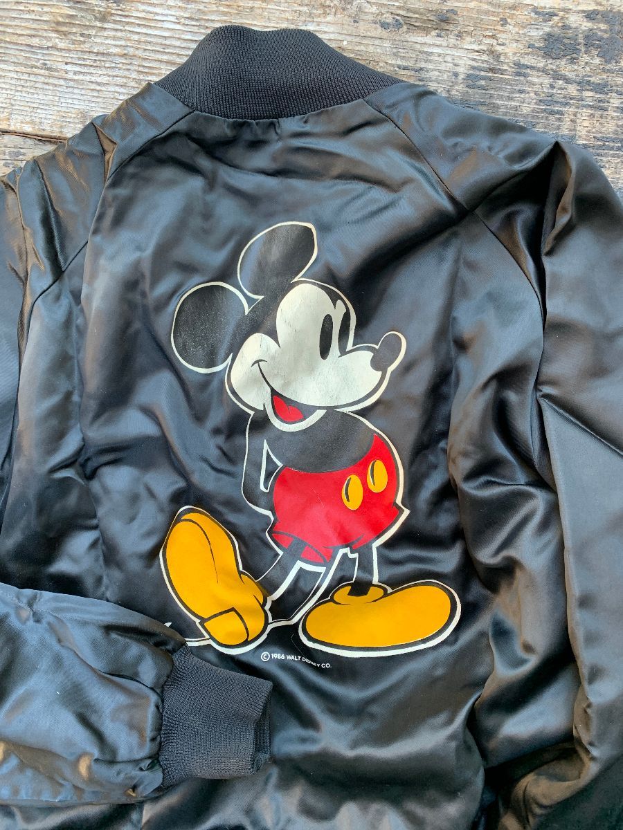 1990s Disney Mickey Mouse Satin Bomber Button Up Jacket | Boardwalk Vintage