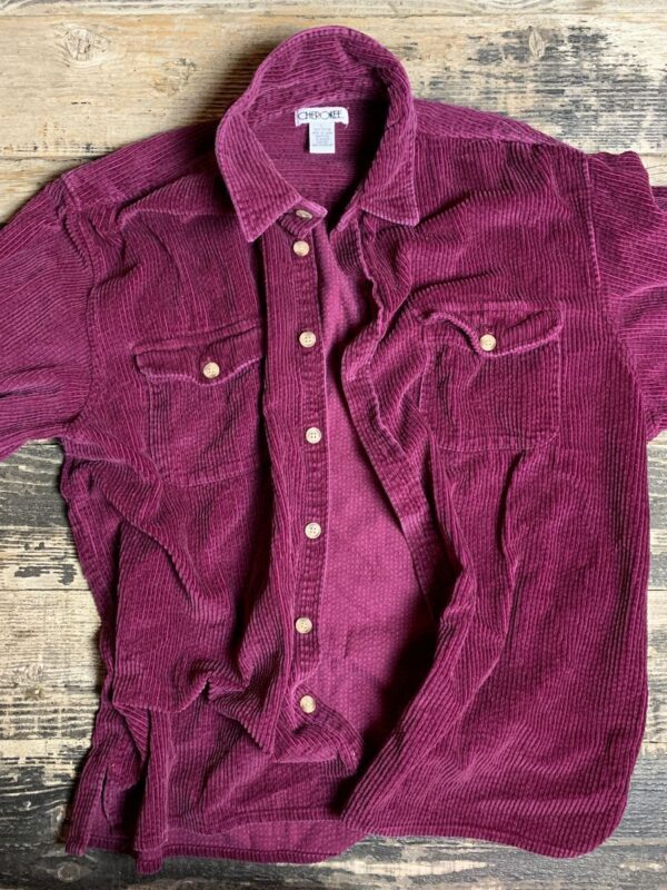product details: 1990S THICK CORDUROY JEWEL TONE LONG SLEEVE BUTTON DOWN SHIRT photo