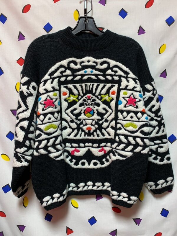 product details: AWESOME CHUNKY KNIT ABSTRACT DESIGN PULLOVER SWEATER photo