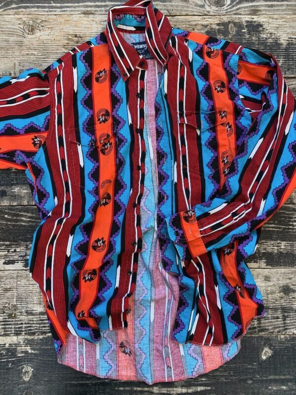 product details: 1990S LONG SLEEVE BUTTON DOWN FUNKY AZTEC PRINT WESTERN SHIRT photo