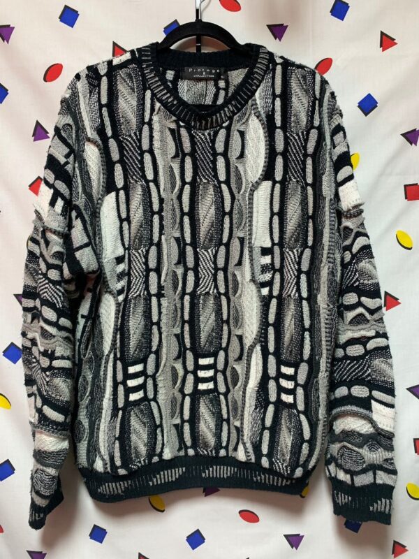 product details: 1990S FUNKY 3-D CHUNKY KNIT PULLOVER SWEATER photo