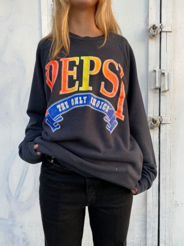 product details: VINTAGE PEPSI THE ONLY CHOICE PULLOVER SWEATSHIRT NEON LETTERING AS-IS photo