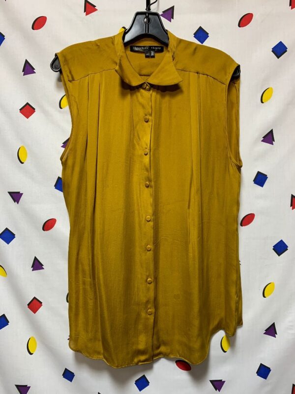 product details: SILK PETER PAN COLLAR SLEEVELESS BUTTON DOWN BLOUSE AS-IS photo