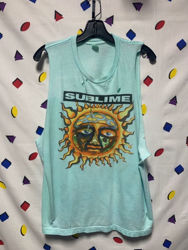 product details: CUTOFF SLEEVE SUBLIME LOGO DISTRESSED TSHIRT photo