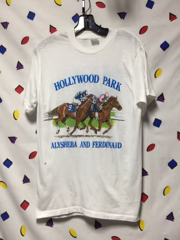 product details: VINTAGE 1988 HOLLYWOOD PARK HORSE RACING TSHIRT HOLLYWOOD BROADCAST LABOR COUNSEL EVENT TSHIRT AS-IS photo