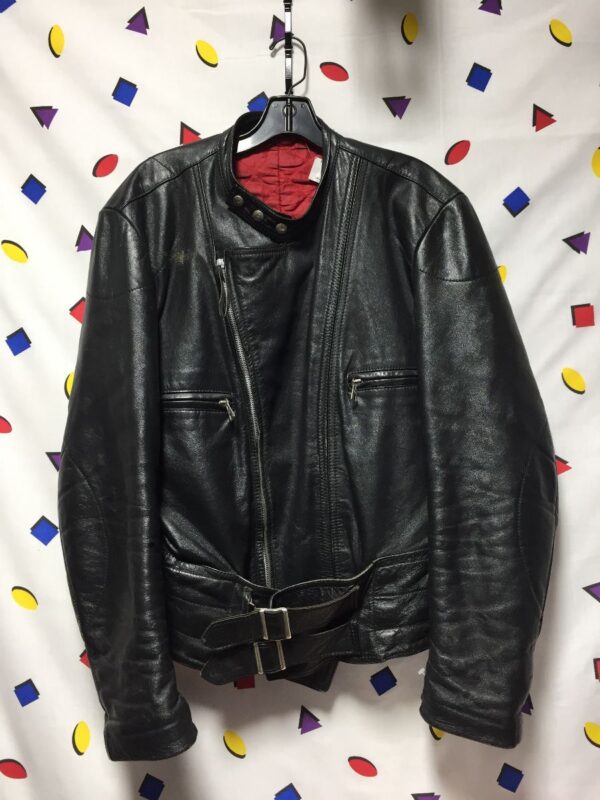 product details: CLASSIC MOTORCYCLE JACKET WITH RED QUILTED LINING MADE IN GERMANY photo