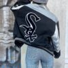 Mlb Chicago White Sox Leather & Denim Varsity Style Jacket- Large  Embroidered Velour Back Patch – As-is