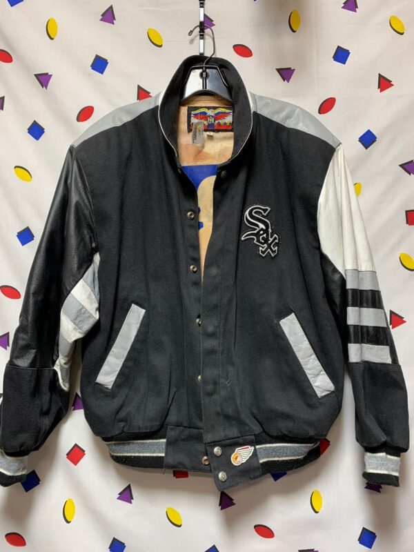 Mlb Chicago White Sox Leather & Denim Varsity Style Jacket- Large ...