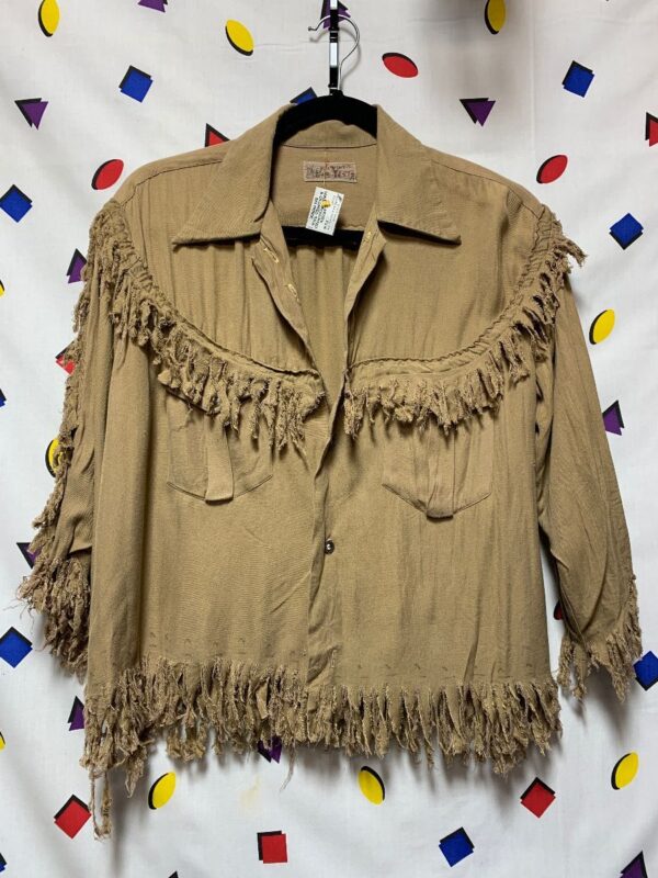 product details: *AS-IS* UNIQUE REWORKED & CROPPED 1950S-60S FRINGE WESTERN SHIRT AS-IS photo