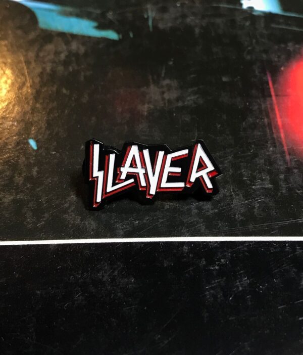 product details: NEW PIN - SLAYER LOGO RED WHITE BLACK photo