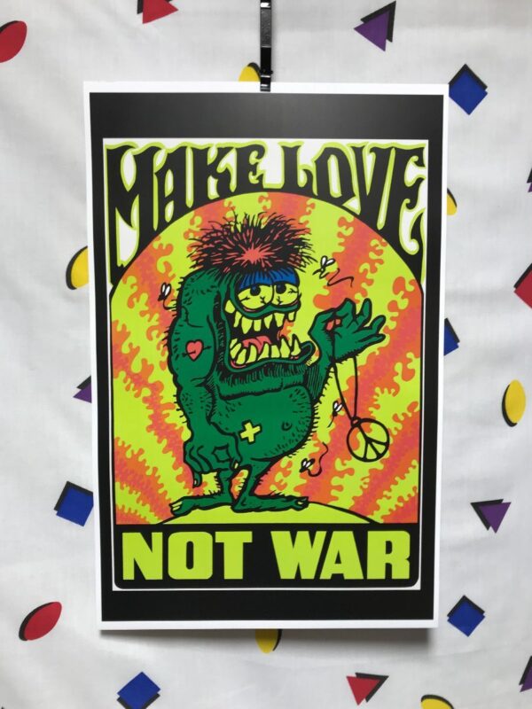 product details: MAKE LOVE NOT WAR HIPPIE MONSTER POSTER photo