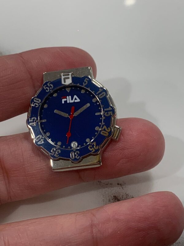 product details: RARE VINTAGE 1990S FILA STOPWATCH BROOCH TIE TACK PIN photo