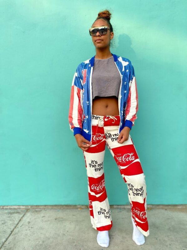 product details: 1970S COCA COLA BELL BOTTOM FLARE PANTS DRAWSTRING WAIST UNION MADE AS-IS photo