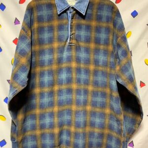 Photo detail:RAD 1990S DENIM & FLANNEL PULLOVER LS SHIRT WITH DENIM COLLAR