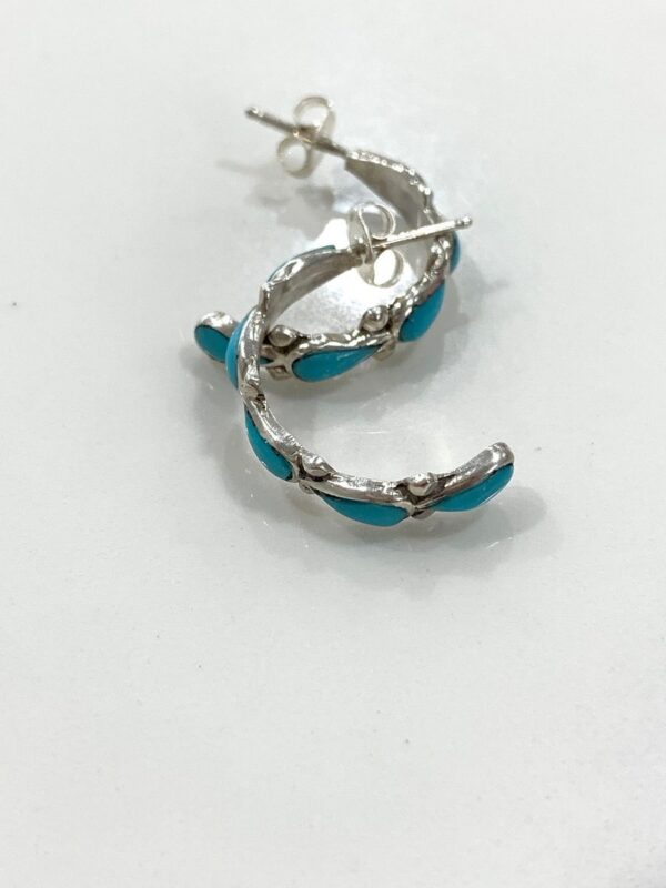 product details: TURQUOISE STONE TEAR DROP HALF HOOP CURVED EARRINGS photo